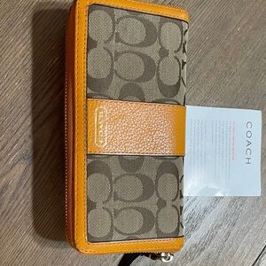 Coach Tan and Orange Signature Wallet